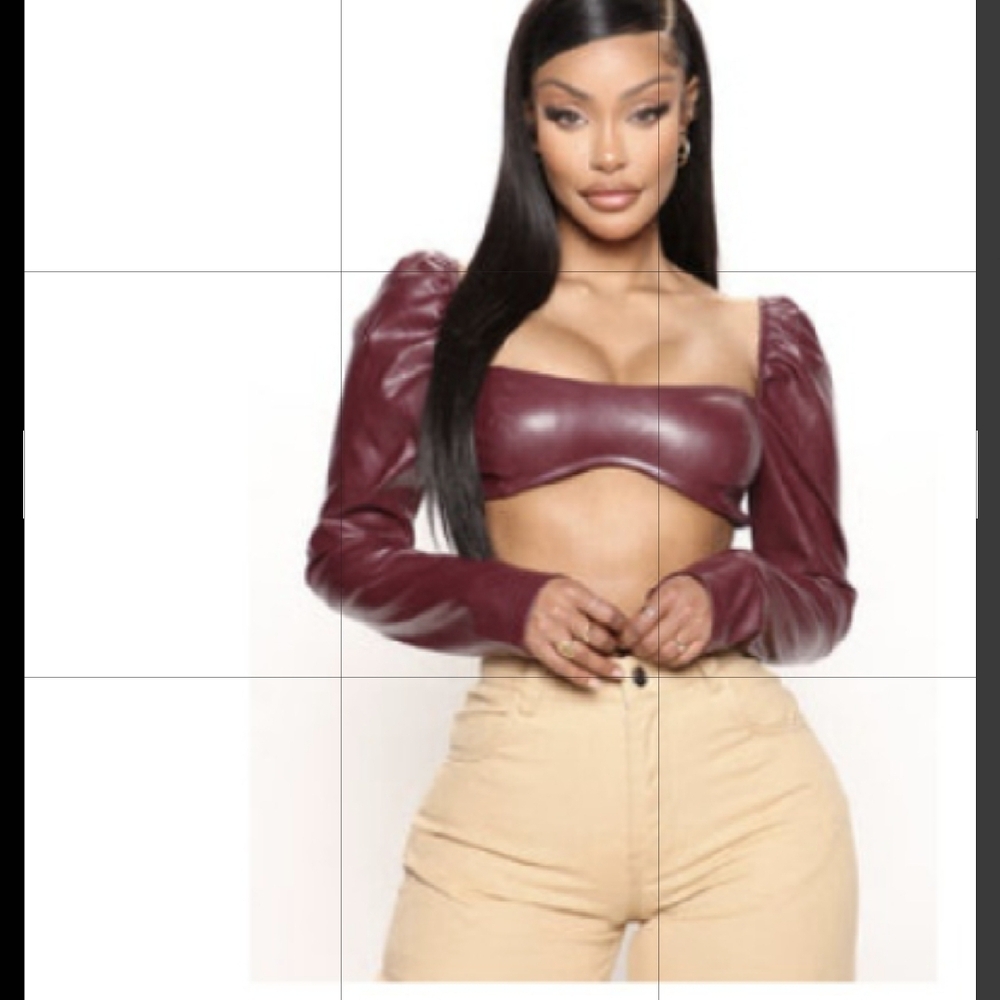 Fashion Nova Burgundy Leather Crop Top